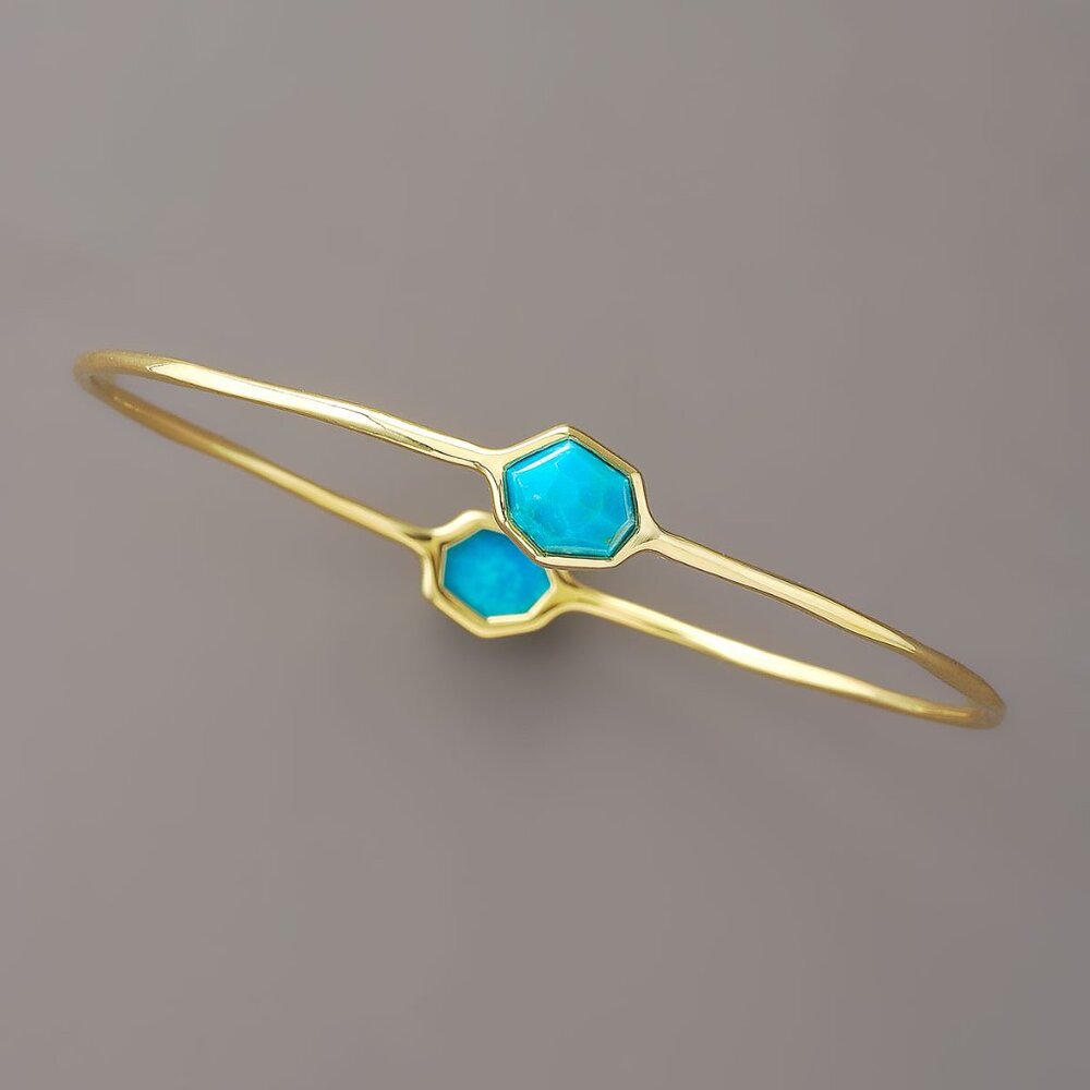 IPPOLITA 18K Gold Gelato Bangle Bracelet with two Turquoise Stone